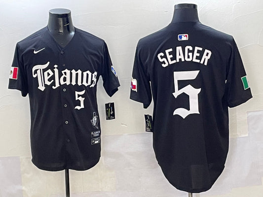 Men's Texas Rangers Corey Seager #5 Black Jersey