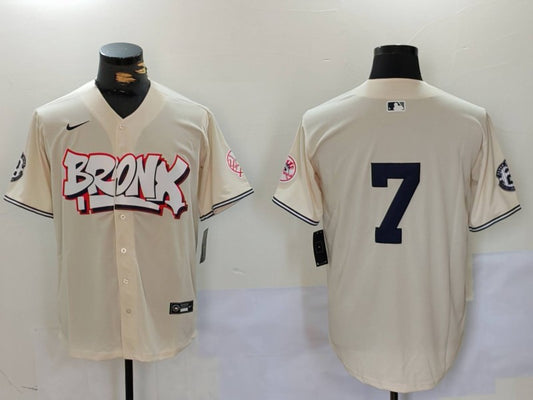 Men's New York Yankees Mickey Mantle #7 Cream Name Jersey