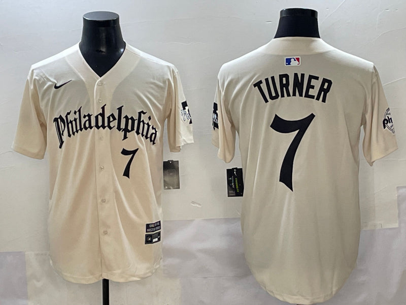 Men's Philadelphia Phillies Trea Turner #7 Cream Limited Jersey