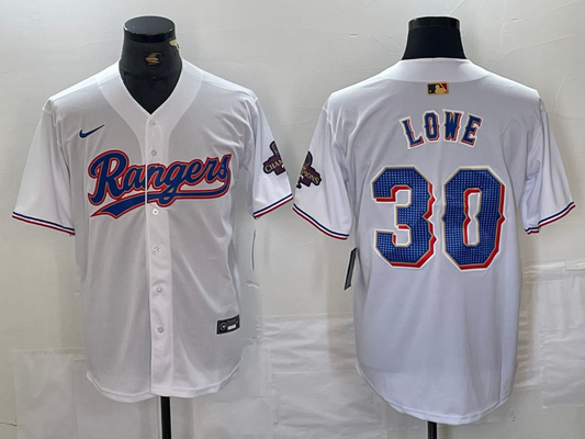 Men's Texas Rangers Nathaniel Lowe #30 White 2024 Gold Collection Limited Jersey