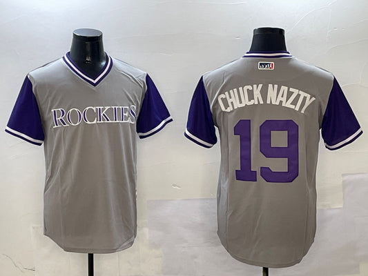 Men's Colorado Rockies Charlie Blackmon #19 Gray Jersey