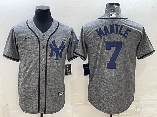 Men's New York Yankees Mickey Mantle #7 Gray Jersey