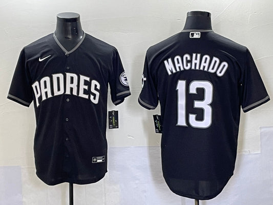 Men's San Diego Padres Manny Machado #13 Black Lights Out Jersey