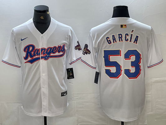 Men's Texas Rangers Adolis Garcia #53 White Home Limited Jersey
