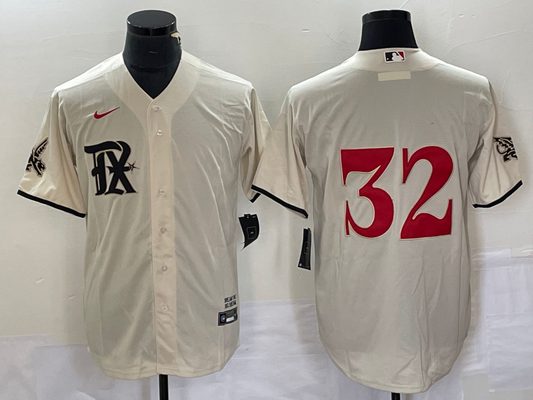 Men's Texas Rangers Josh Hamilton #32 Cream 2023 City Connect Jersey