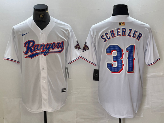 Men's Texas Rangers Max Scherzer #31 White 2024 Gold Collection Limited Jersey