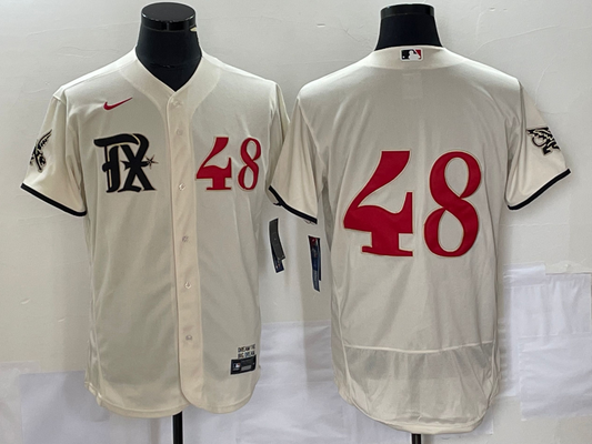 Men's Texas Rangers Jacob deGrom #48 Cream 2023 City Connect Jersey