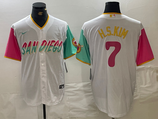 Men's San Diego Padres Ha-Seong Kim #7 White City Connect Jersey