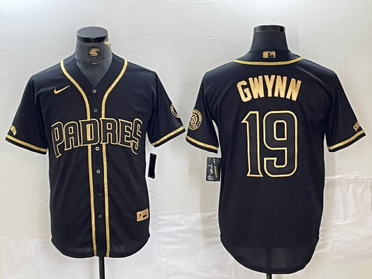 Men's San Diego Padres Tony Gwynn #19 Black Stitched Jersey